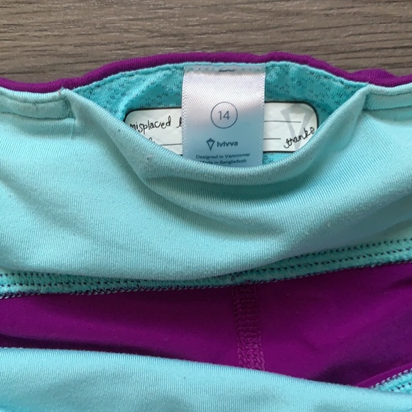 Ivivva Purple 3/4 Yoga Pants Girls Size 14. - Picture 3 of 4